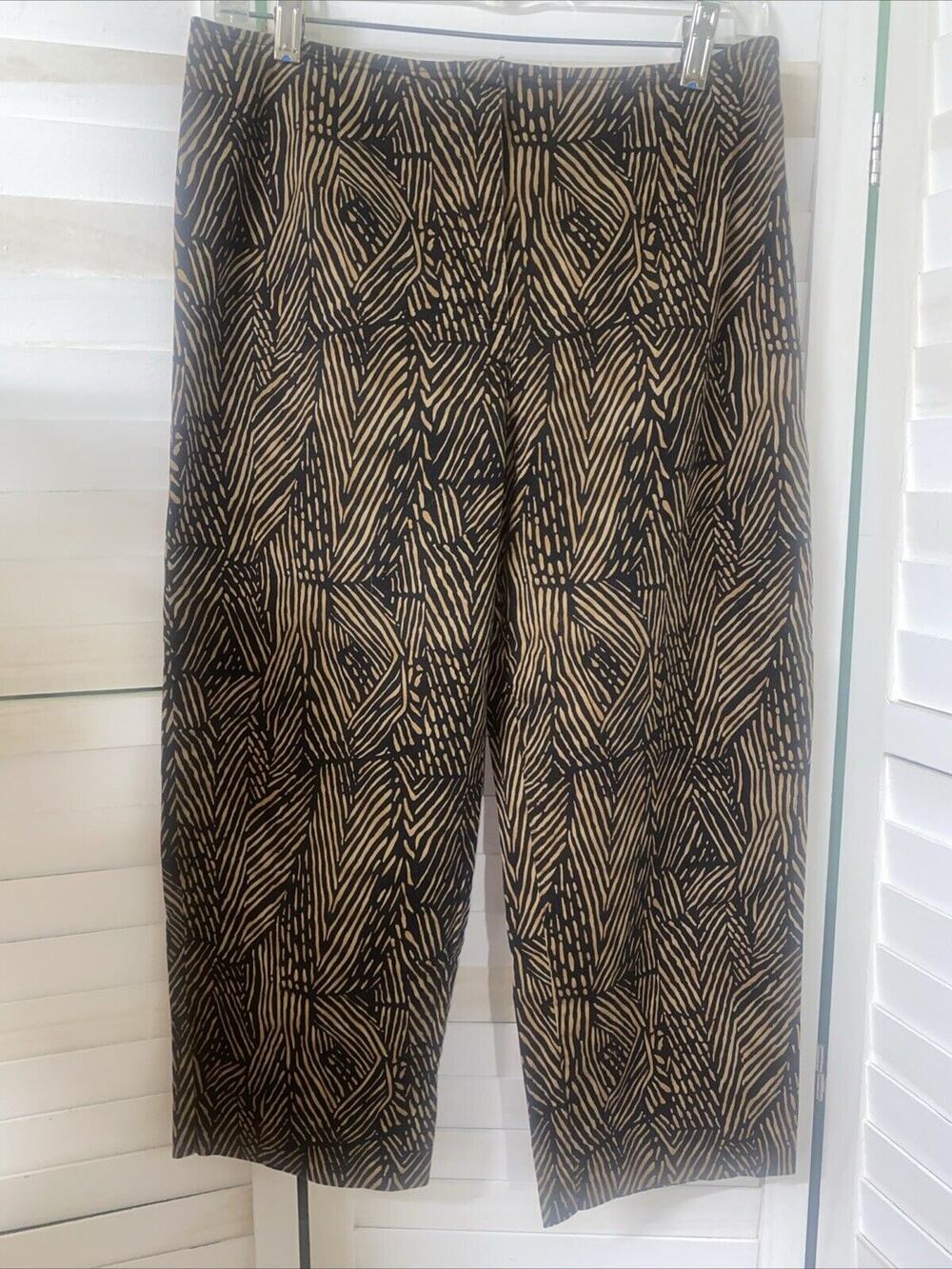 White Stag Cropped Pants Women's 14 Multicolor Animal Print Cotton Stretch